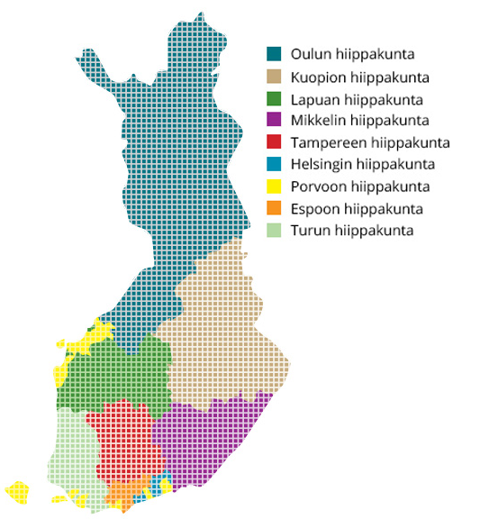 Hiippakunnat kartta