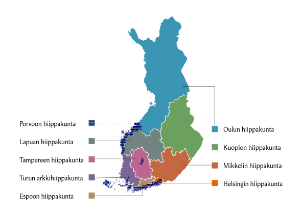 Suomen kartta ja hiippakunnat